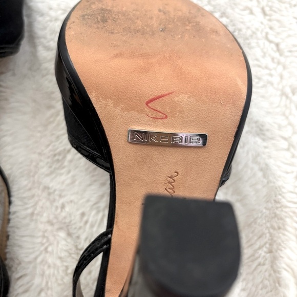 Cole Haan Nike Air Black Leather Strappy Peep-Toe Platform Heels Size 7 - Picture 10 of 13
